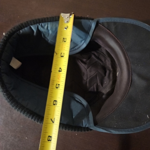 Vintage Large 7 3/8" Quilted Ski Hat Blue Neck Ear Flaps Brim Cap USA - Picture 10 of 11